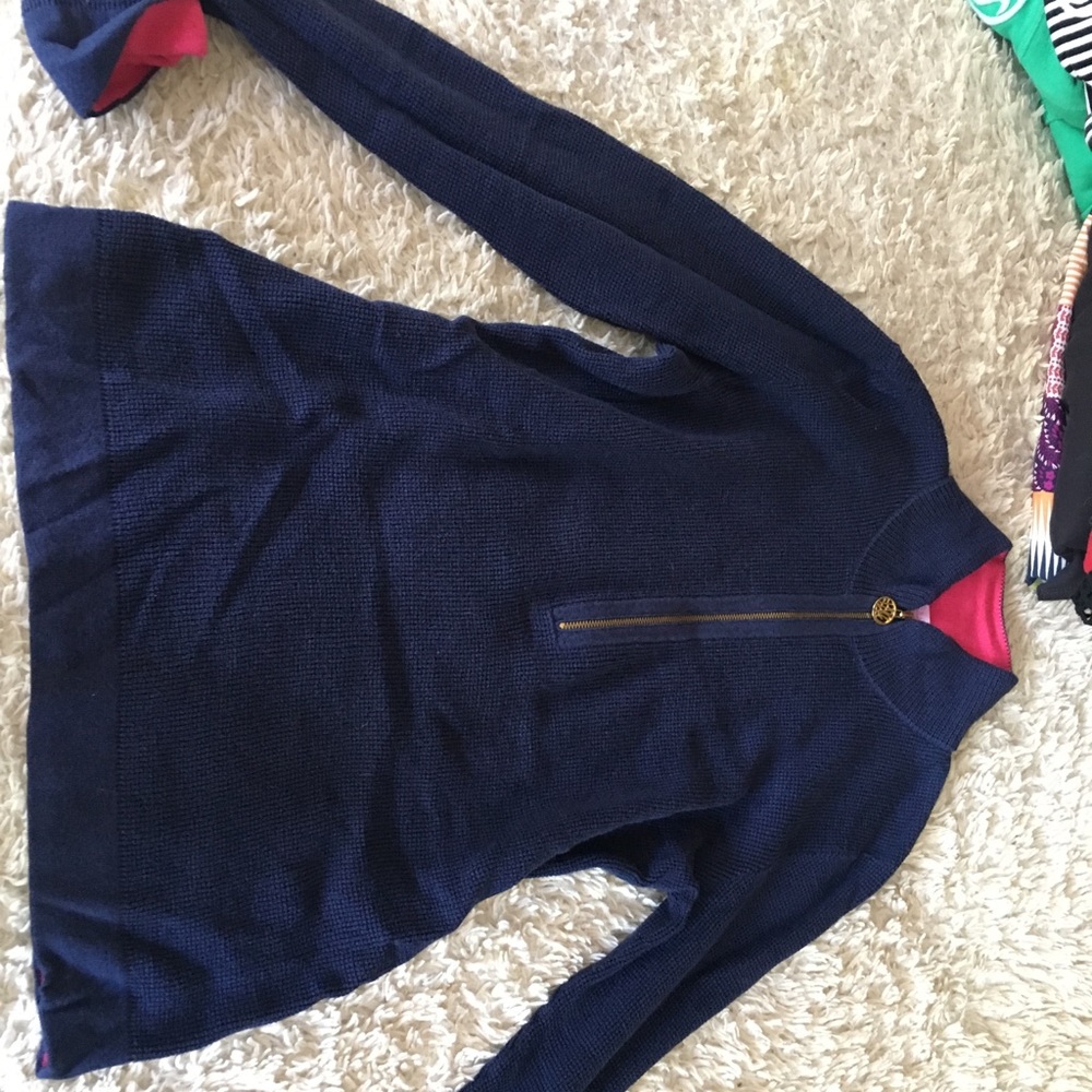Lilly Pulitzer Navy & Pink Waffle Knit Top